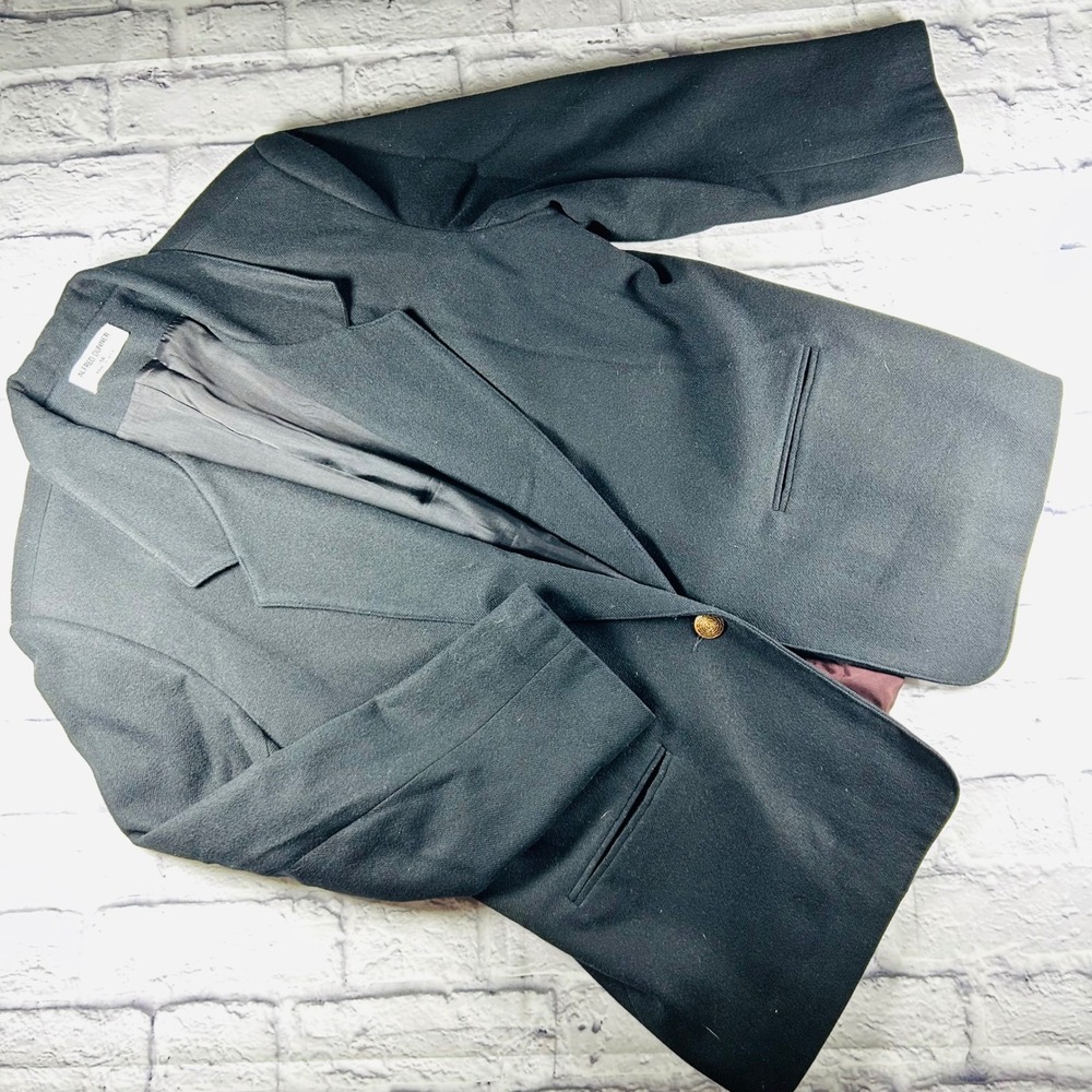 Alfred Dunner Womens Black Wool Blazer Jacket Single Button Made in USA Size 14